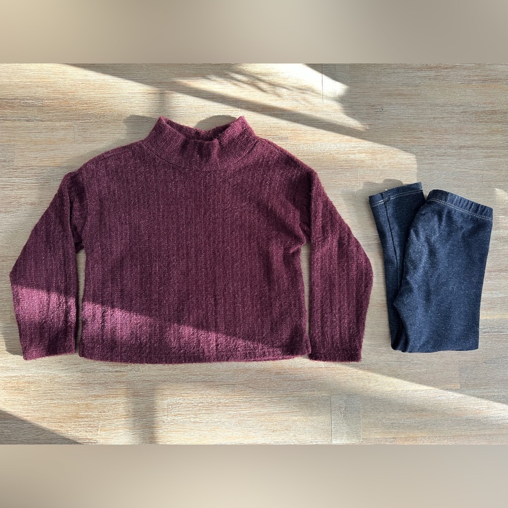 ON + Cat & Jack | Toddler Girl’s Outfit Sweater + Leggings | 3T